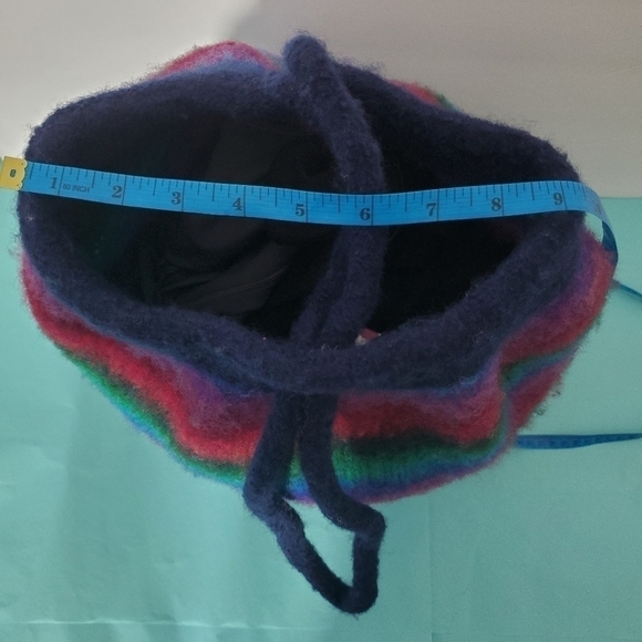 Artisan Hand Crafted Handmade Multi Color Striped Felted Wool Hobo Sling Bag - Picture 5 of 6